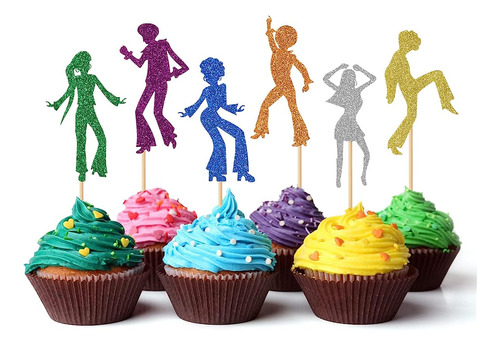 36 Piezas Adornos Para Cupcakes Discoteca Los Años Los Años