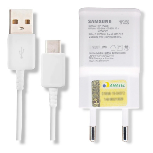 Carregador Original Samsung A8 A9 A12 A13 A20 A22 A30 15w Branco