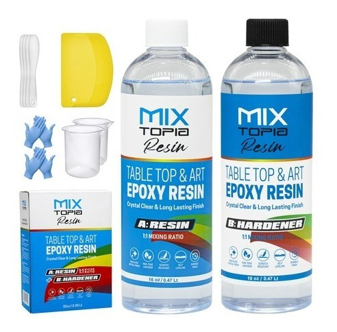 Kit De Resina Epoxica 16 Oz 1:1 Mix Topia Aprovado Por Fda