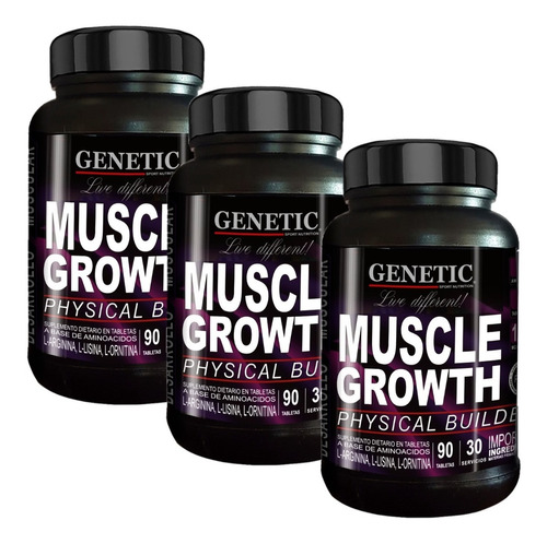 3 Aminos Muscle Growth 90 Óxido Nítrico Y Energía Genetic