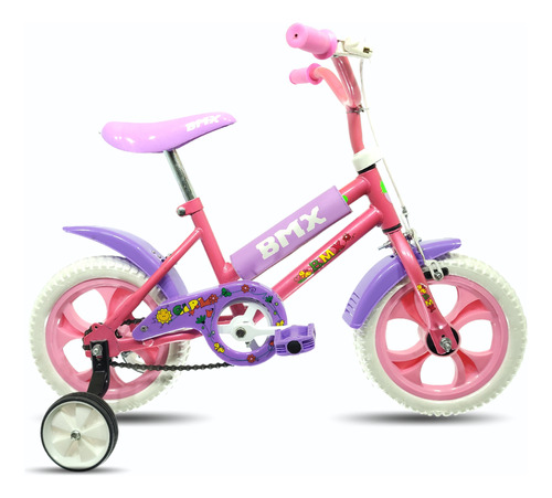 Bicicleta R-12 Nena Peretti Rosa Morado Blanco C/accesorios