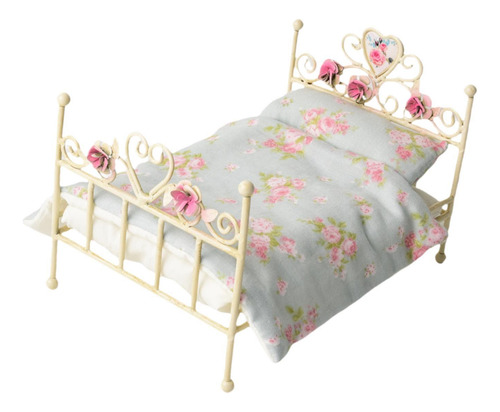 1: 12 Cama Europea En Miniatura, Mini Ropa De Cama Floral