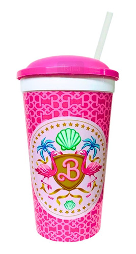 Vaso Barbie Clásico Coleccionable Cine Tapa Y Sorbete