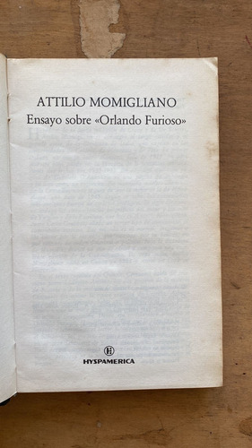 Ensayo Sobre Orlando El Furioso - Momigliano, Attilio (m1) (Usado)