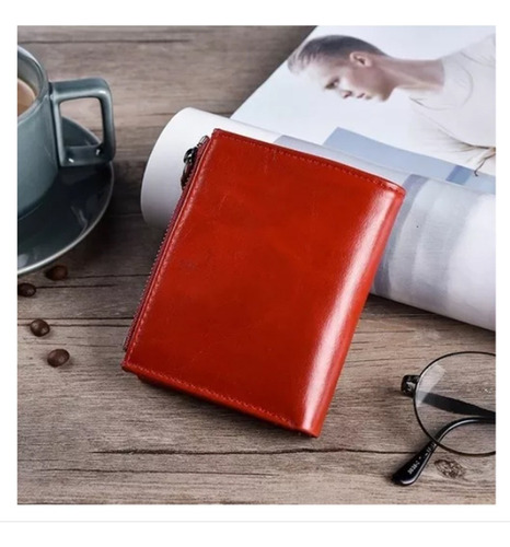 Cartera Billetera 100% Piel Para Hombre O Mujer Unisex Color Café Obscuro