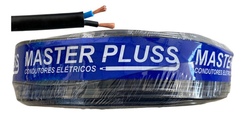 Fio Cabo Pp Flexivel 2x2,5mm Rolo 100 Metros Extensão Mp Cobertura Preto