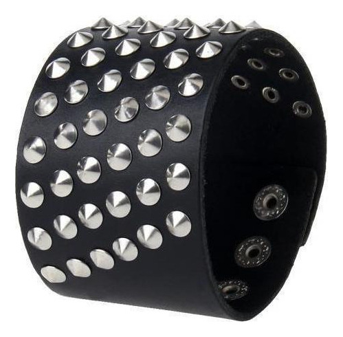 2xunisex Metal Punk Rock Correa Ancha Pu Brazalete De Cuero