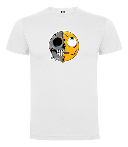 Polera Estampada Emoticon/calavera Algodón