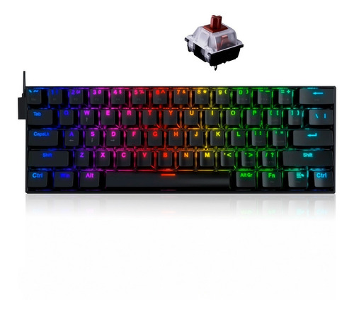 Teclado Mecánico Gamer Redragon 60% Dragonborn K630w-rgb