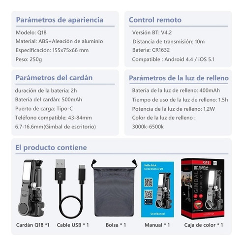 / Estabilizador De Celular Axnen De 360 Grados