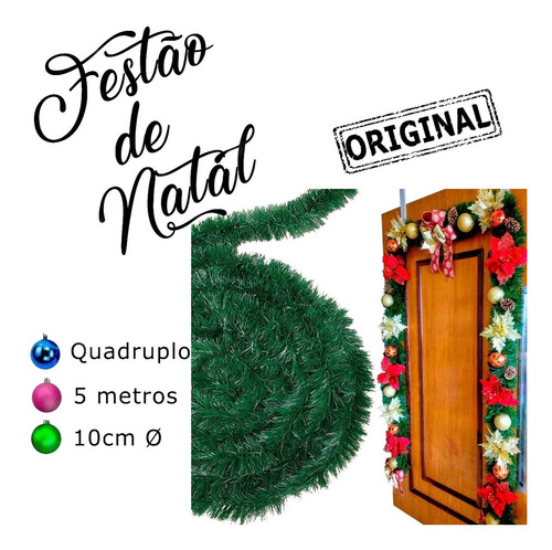 Imagem 2 de 5 de Festão De Natal 5 Metros Para Decoração - Fougeron