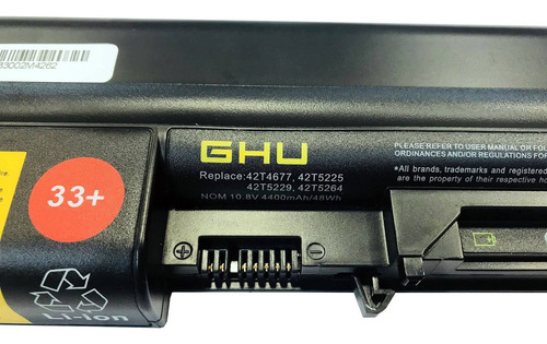 Bateria 33+ 48wh Para 43r2499 42t4644 41u3198 42t4677 Para Lenovo Thinkpad R61 R61i T61 T61p T400 R400 42t5226 42t5264 4