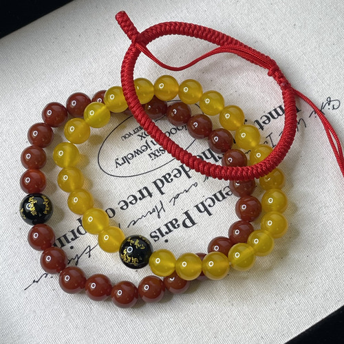 Pulsera De Cuentas De Cristal Y Pulsera Tejida A Mano 3 Piez