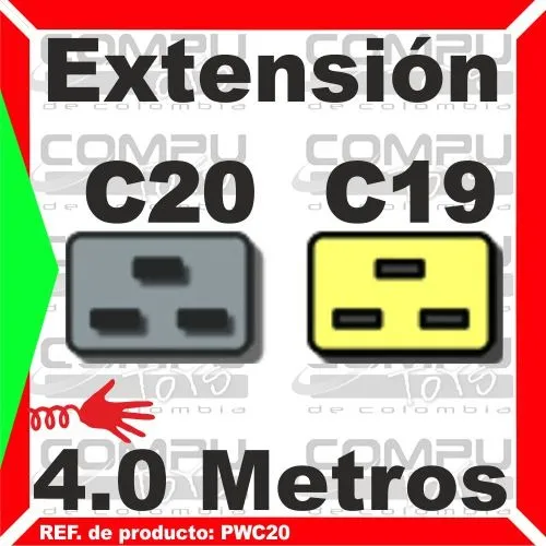 Cable De Corriente C20 A C19 Mirada China 4 Mt Computoys Sas