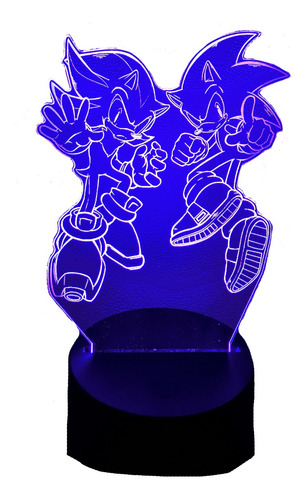 Sonic Y Shadow Lámpara Led Fanart Decorativo Infantil