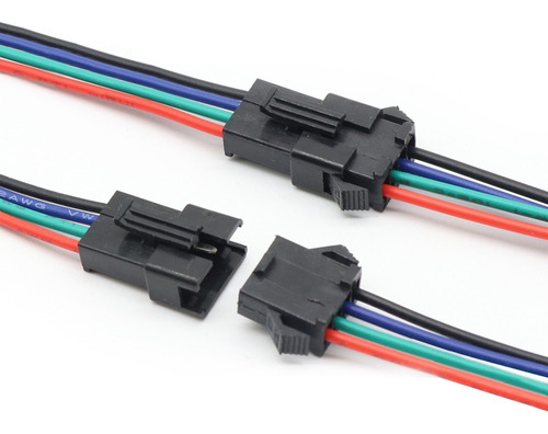 Set Conector Macho- Hembra Con Cable Para Unir Tiras Led Rgb