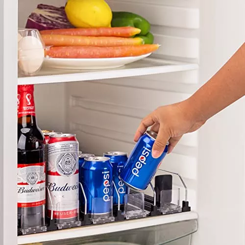 Dispensador de latas de soda para refrigerador, organizador de latas de  soda de ancho ajustable, almacenamiento de botellas de agua para nevera
