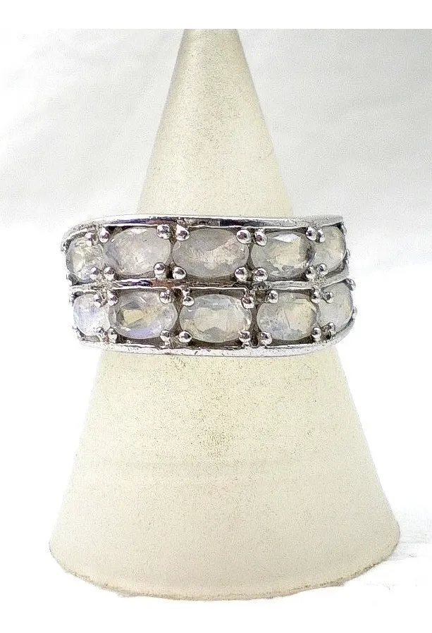 Anillo De Plata 925-oro Y Moonstone Naturales