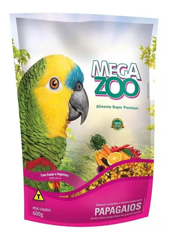 Ração Premium Megazoo Papagaio Com Frutas E Legumes 600g