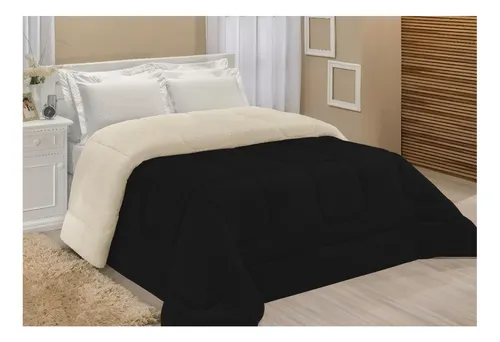 comprar Edredom Cobertor Coberdrom Sherpa Casal Queen Grosso Macio Cor Preto