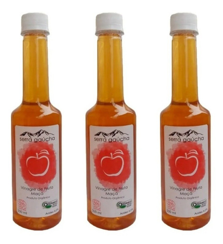 3x Vinagre Orgânico De Maça Serra Gaúcha Pet 500ml