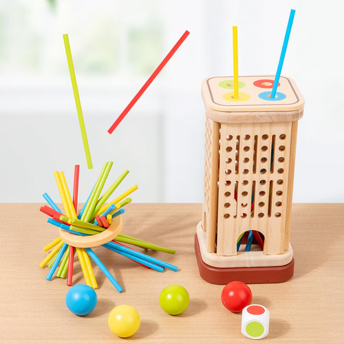 Juego De Dados De Palos De Colores, Juego De Viaje, Tablero