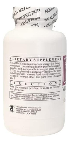 Vitaminas C Ecological Formulas Tapioca 120 Cápsulas 2 Pack