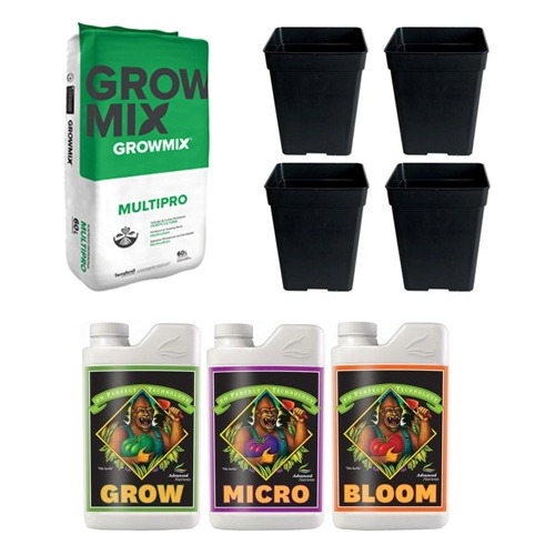 Kit Cultivo Growmix 80l Tripack Advanced 1 Litro Macetas Koi