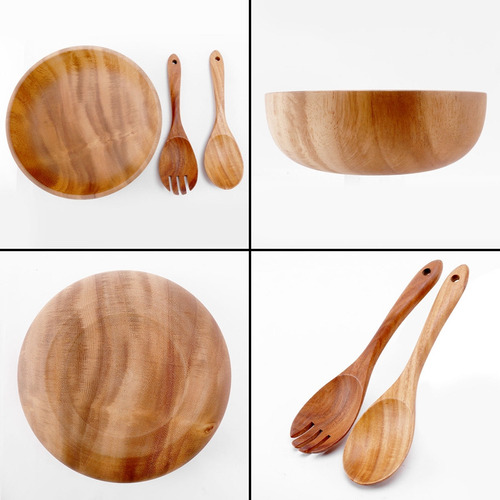 Ensaladera De Madera, Tamaño Grande, 9.4 Pulgadas, Ensalader