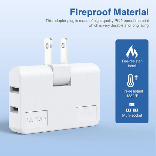 Extensor De Enchufe De Pared Plana De 3 Vías, Minienchufe Gi