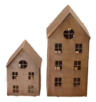 Comprar Set Fanales Grande + Chico Porta Vela Deco Chapa Oxido