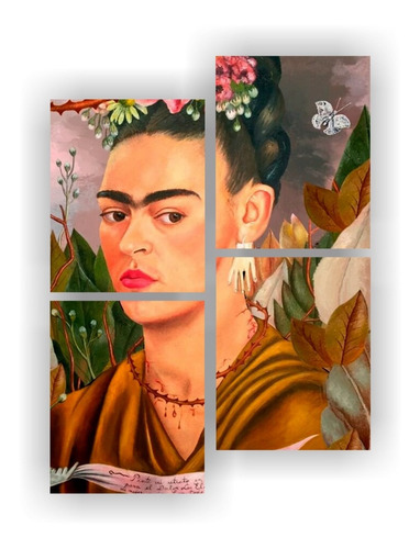 Set 4 Fotopaneles Decorativos Frida Kahlo Tipo Rompecabezas