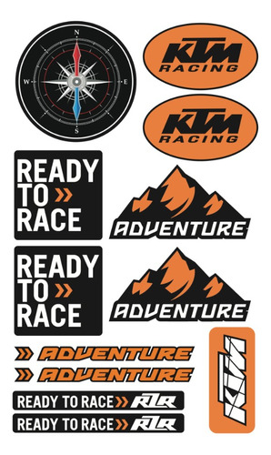 Ktm Adventure Kit De Stickers Con Resina Planilla Ka03