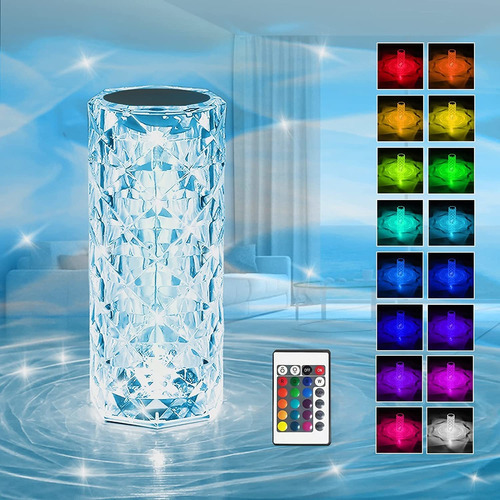 Lámpara de mesa de cristal LED Rose Light Proj de 16 colores