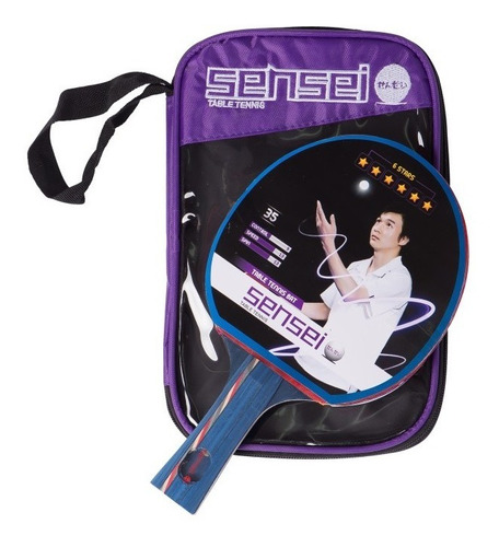 Paleta Ping Pong 6 Estrellas Sensei® + Funda - Tenis De Mesa