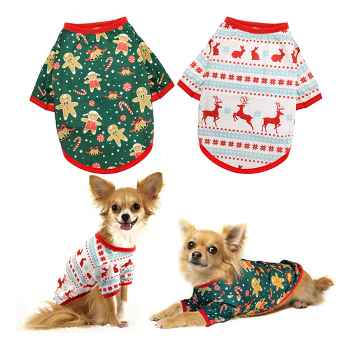 Hylyun Camisa De Navidad Para Perros De 2 Piezas, Camisa De.