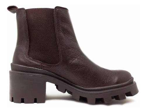 Imagen 2 de 10 de Botín Chelsea Combat Boot Chocolate En Piel Vacuno Para Dama