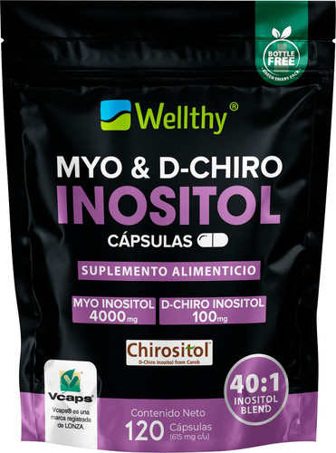 Myo Inositol & Dchiro Inositol 120 Cápsulas 40:1 Lwellthy Sabor Sin Sabor