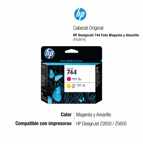 Imagen 2 de 4 de Cabezal Hp 744 F9j88a Negro Mate Y Rojo Cromatico Original