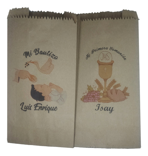 100 Pzas Bolsa Kraft Personalizada Ecologica 12cmx23cm