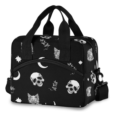 Skull Cat Moon Gothic Bolsas De Almuerzo Aisladas Bolsa De A