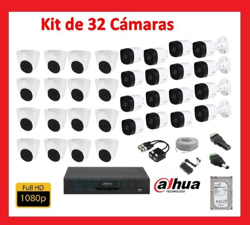 Kit De Vigilancia Dahua 32 Cámaras Hd 1080p Analógico