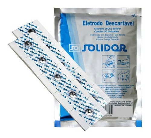 Eletrodo Descartável Ecg Espuma E Gel Com 100un Solidor