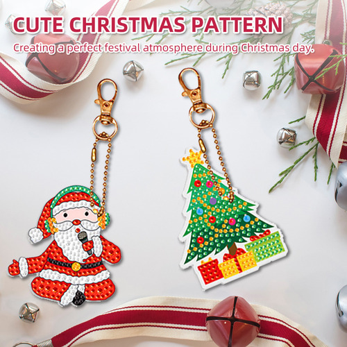 Diy Diamond Painting Kit Keychain Bags Christmas Tree