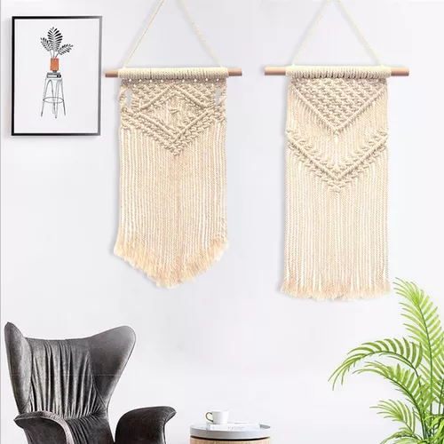 Boho Pequeño Macrame Tapiz Macrame Pared Colgante Dormitorio