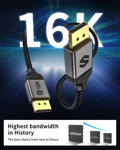 Cable Displayport Certificado Vesa 2.1, Silkland 16k Dp Cabl