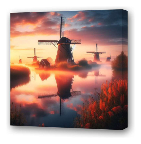 Cuadro 60x60cm Molinos De Viento Kinderdijk Holanda M3