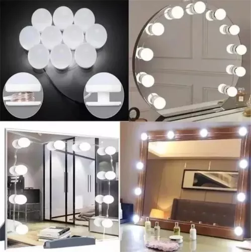 LUXFURNI Espejo de maquillaje Hollywood para mesa con luz regulable  alimentada por USB, control táctil, luz LED cálida de 12 días (16 pulgadas  de