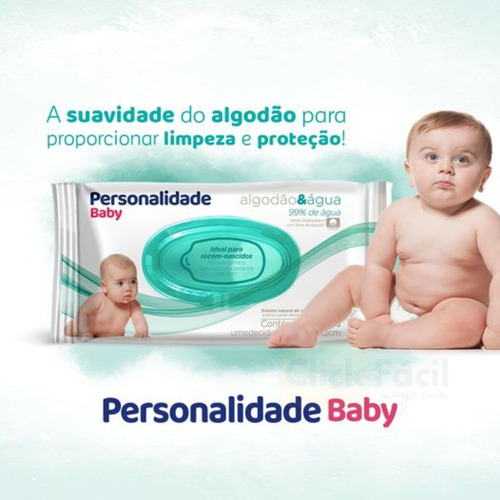 Toalha Umedecida Personalidade Baby Algodão & Água 50un