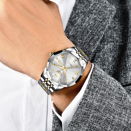 Reloj De Pulsera Cuarzo Fecha Luminoso Pantalla Analógica